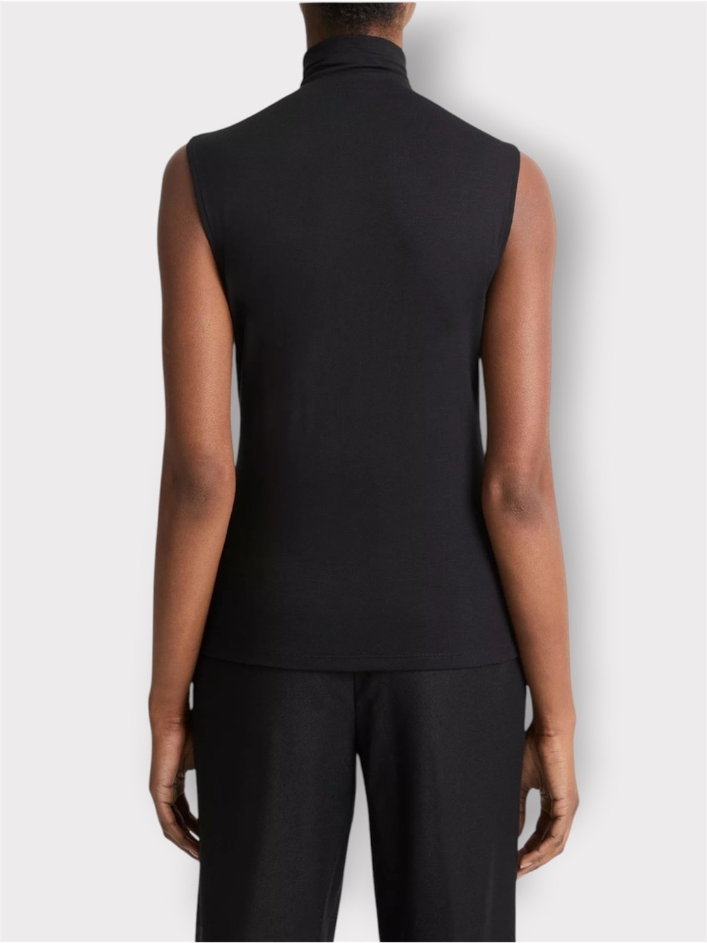 Michael Lauren Black Ribbed High-Neck Tank Top - Picture 3 of 10